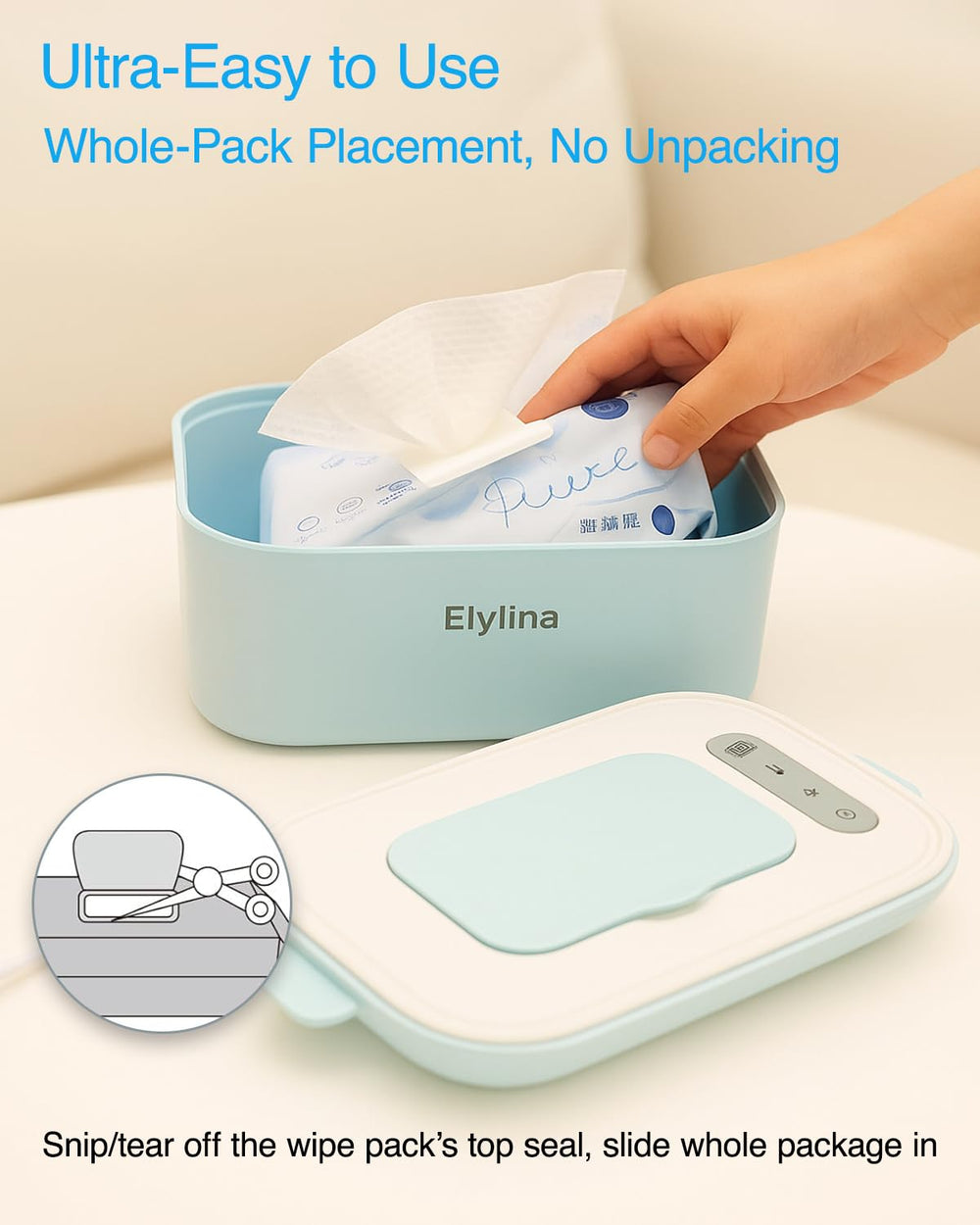 Elylina wipe warmer four temperature levels customize warmth safely.