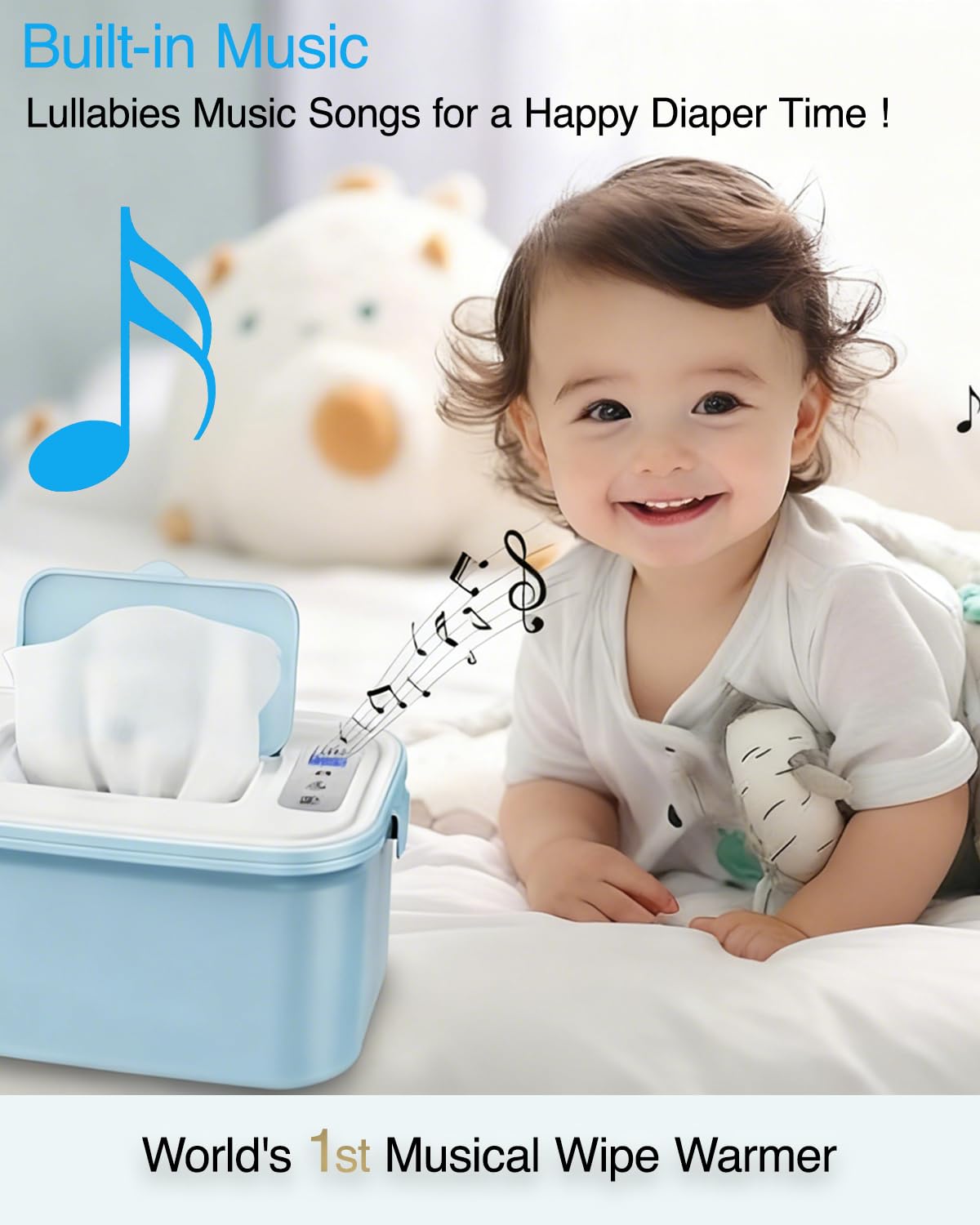 Elylina wipe warmer top heating system delivers even warmth.