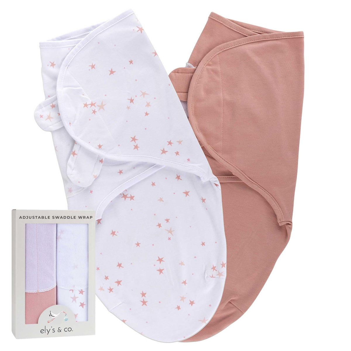 Ely's & Co adjustable swaddles dusty rose fold close-up for secure swaddling