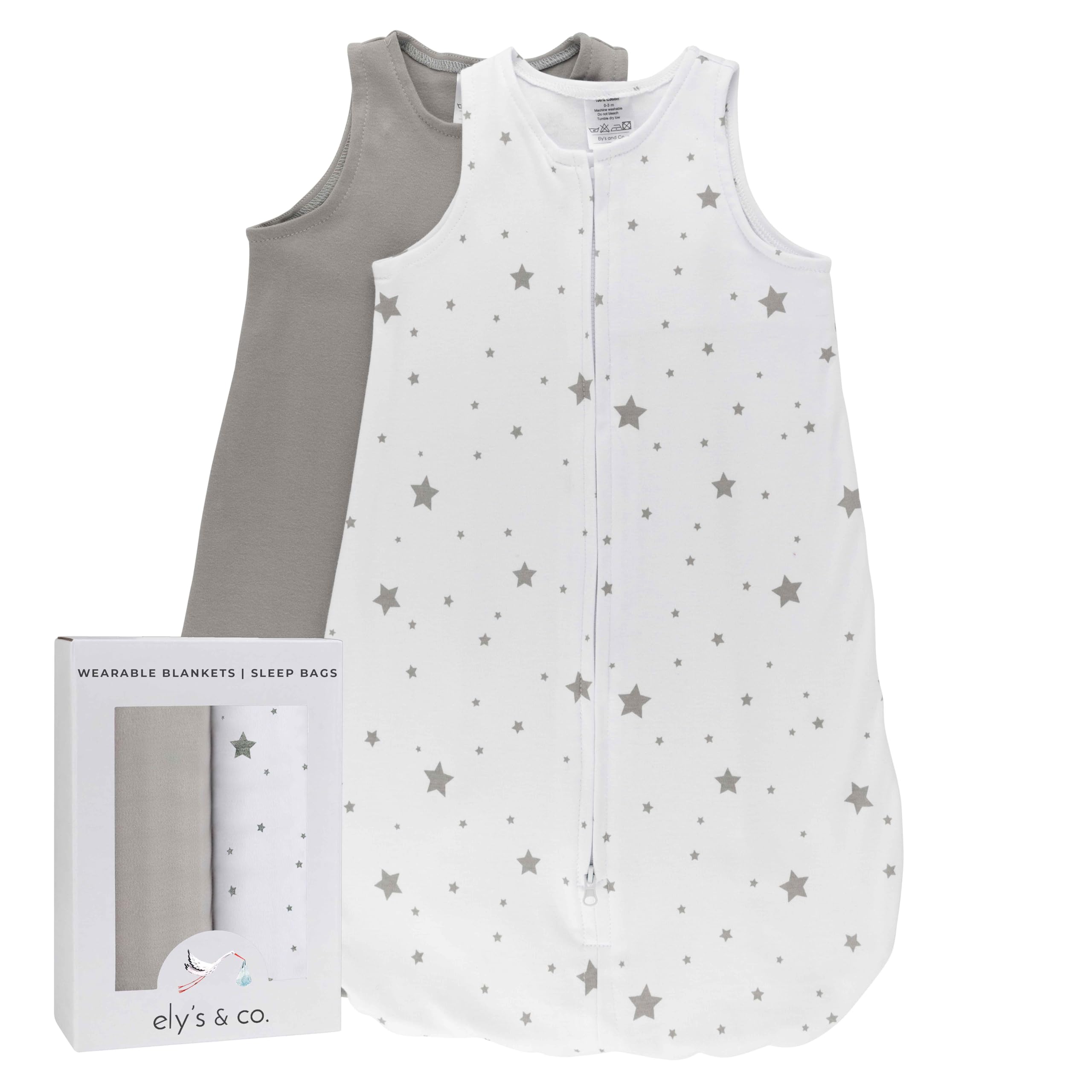 Ely's & Co baby wearable blanket grey solid showcases soft, breathable fabric for safe, comfy sleep.