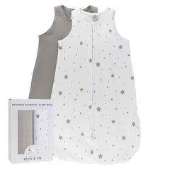 Ely's & Co baby wearable blanket grey solid showcases soft, breathable fabric for safe, comfy sleep.