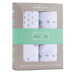 Ely's & Co Bassinet Sheets Sage Diamond elastic-band close-up for flexible secure fit