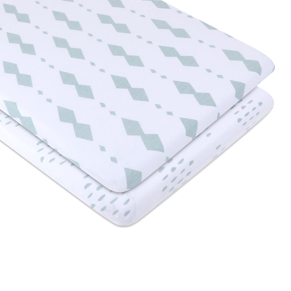 Ely's & Co Bassinet Sheets Sage Diamond two-pack layout and value