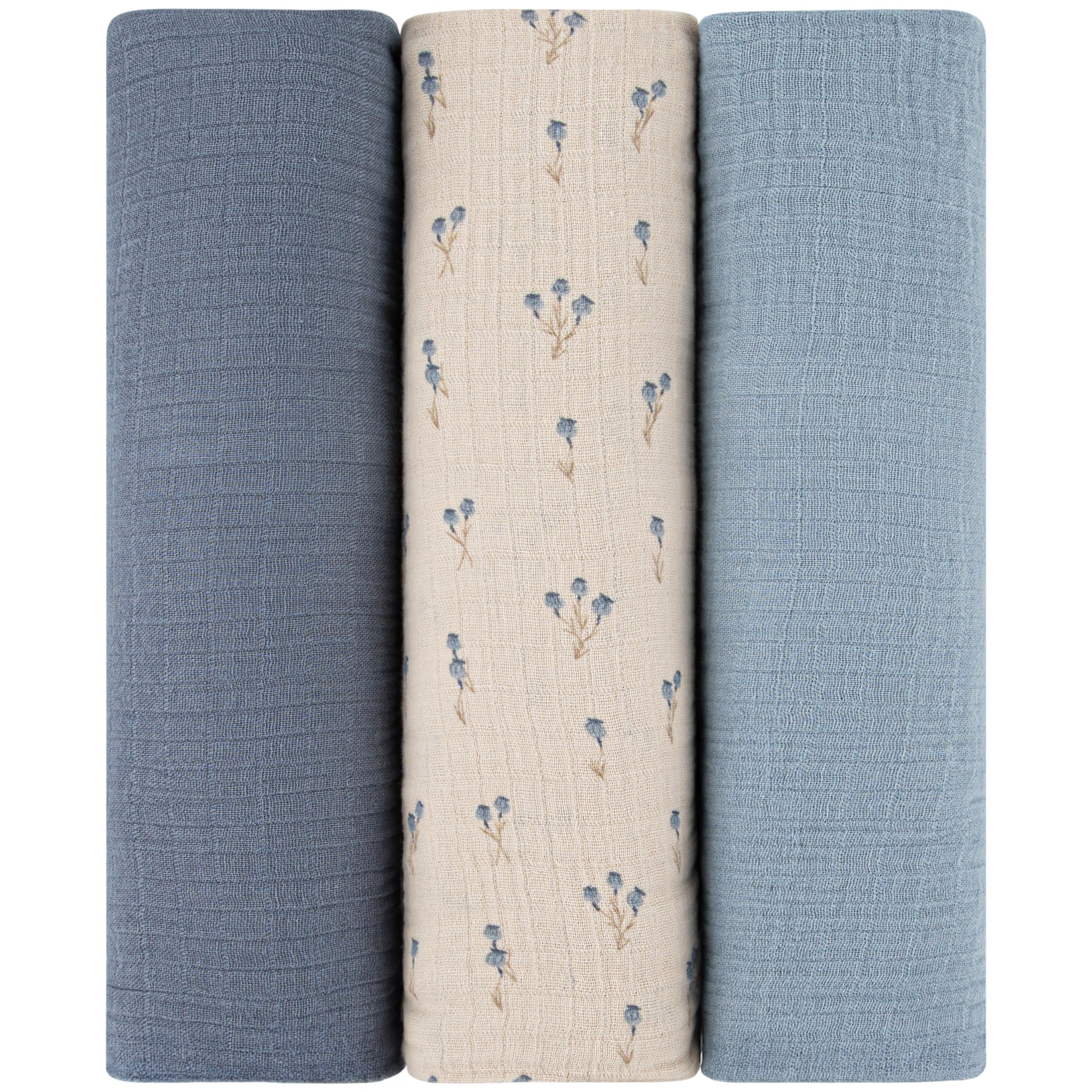 elys-co bluebell swaddle-closeup-weave highlights breathable cotton texture