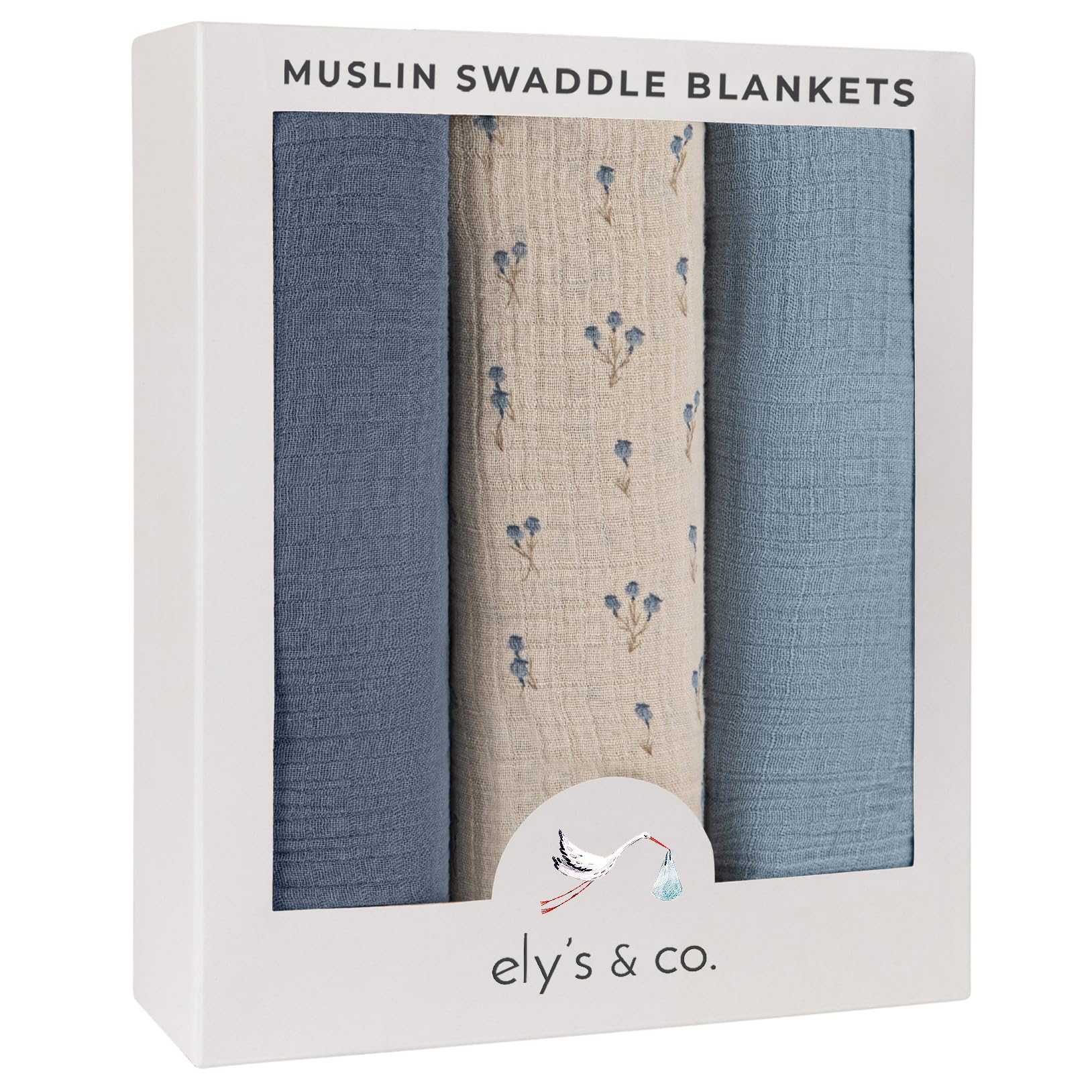 elys-co bluebell swaddle-packaging gift-ready trio for baby showers