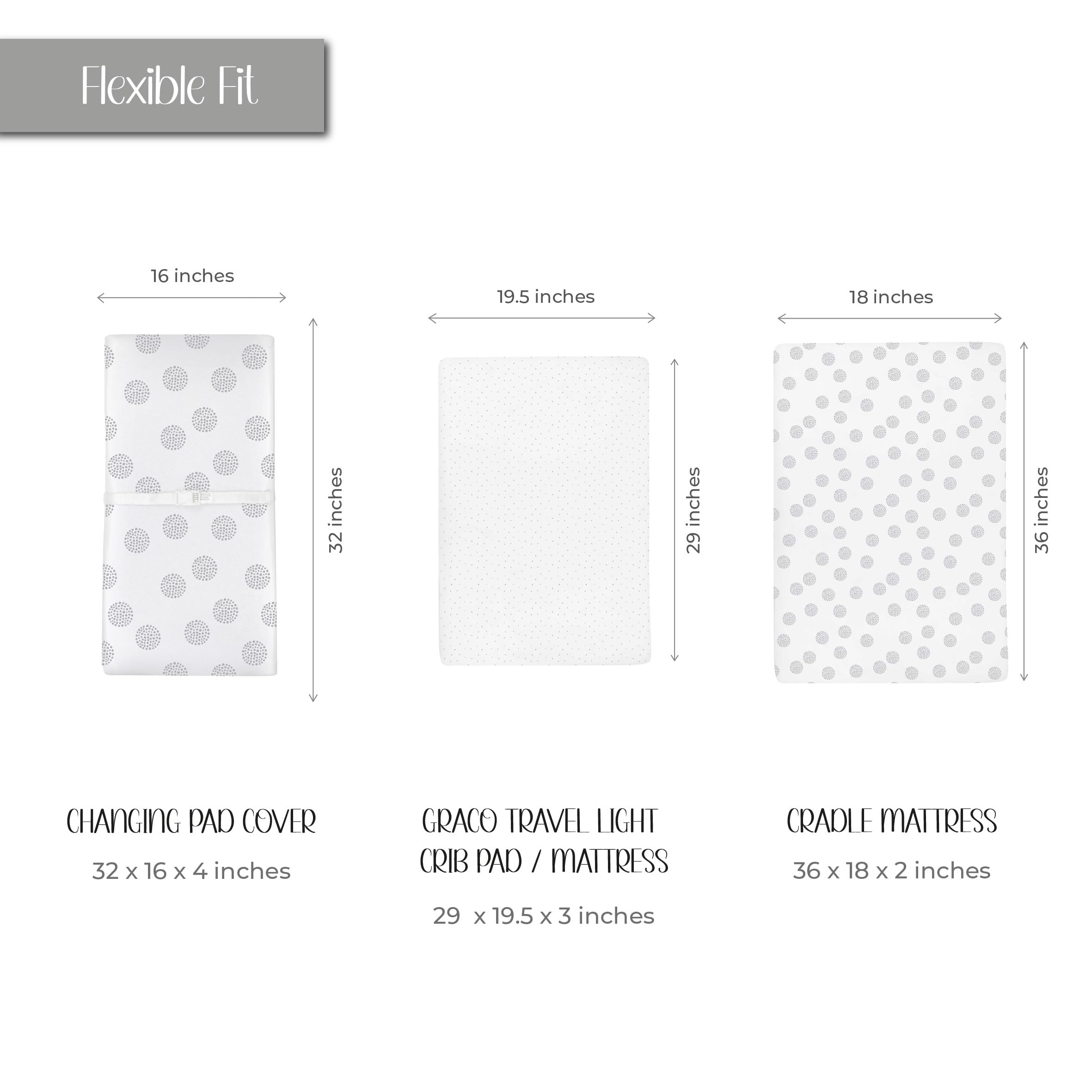 Ely's & Co. grey-dottie pattern detail highlights soft fabric and breathable feel for sleep-ready surfaces
