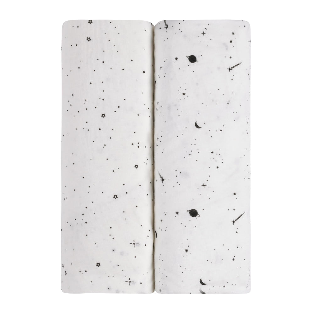Ely's & Co. Celestial print sheets add stylish nursery charm for infant spaces.