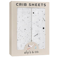 Ely's & Co. Celestial print crib sheets brighten nursery with soft jersey cotton for baby comfort.