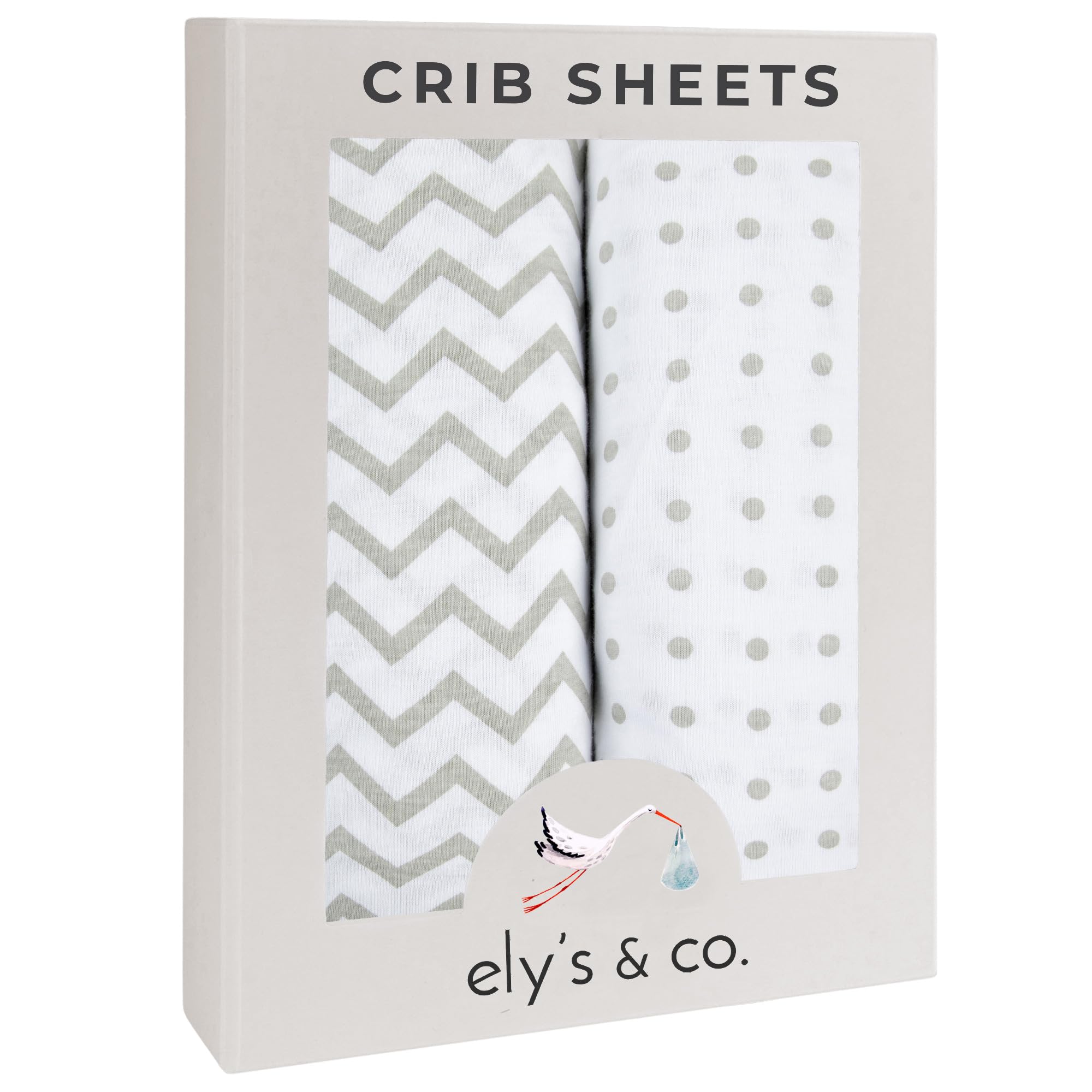 Ely's & Co crib sheets in grey chevron pattern offer soft, breathable comfort.