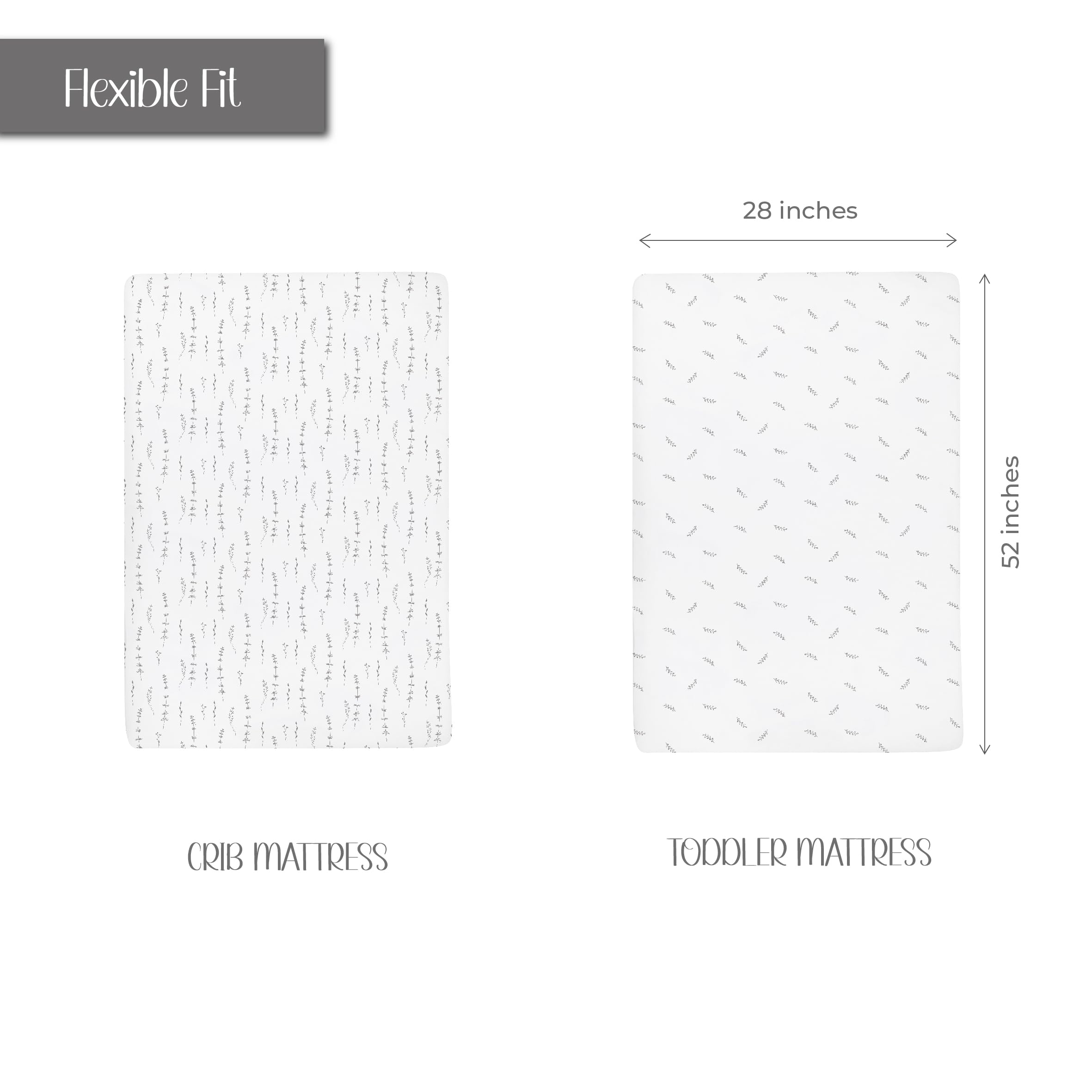 Ely's & Co forest grey crib sheets side view showing 2-pack versatility in nursery