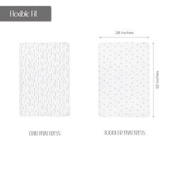 Ely's & Co forest grey crib sheets side view showing 2-pack versatility in nursery