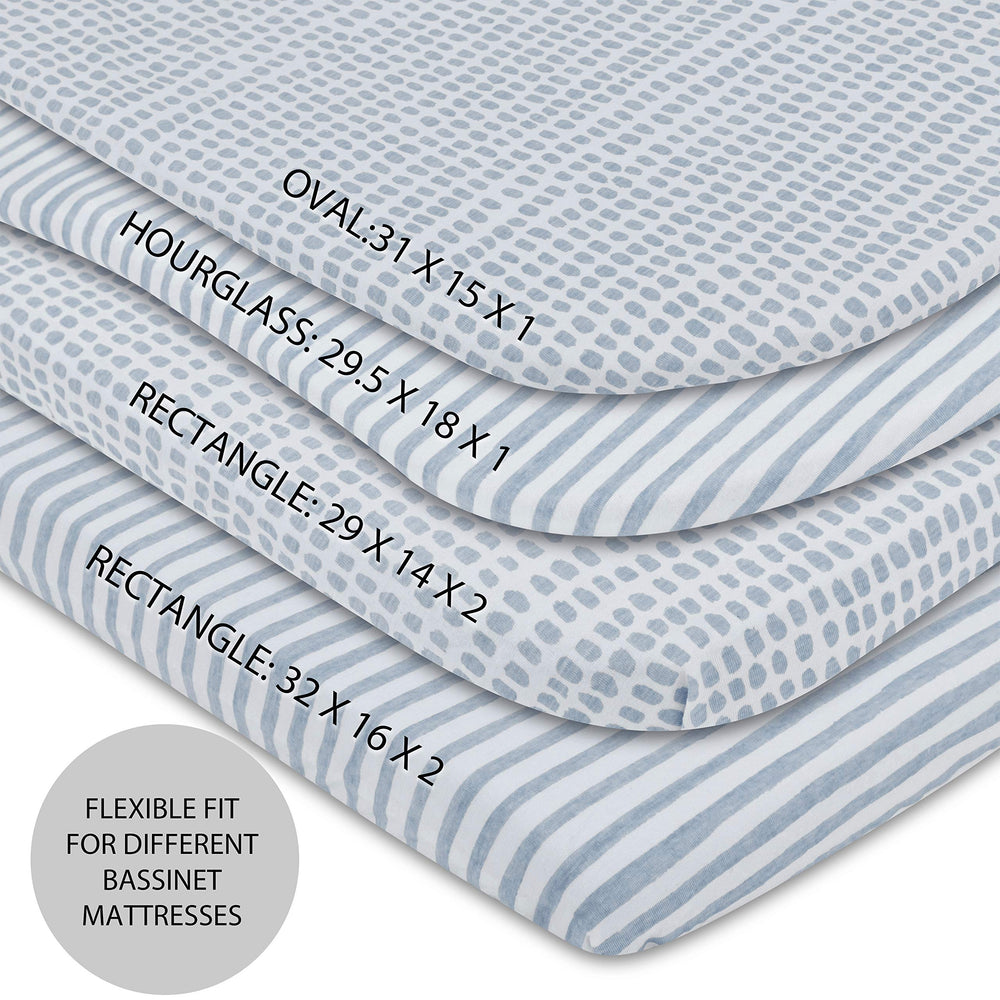 Closeup of Ely's & Co jersey-knit cotton sheet highlighting buttery softness for baby's skin.