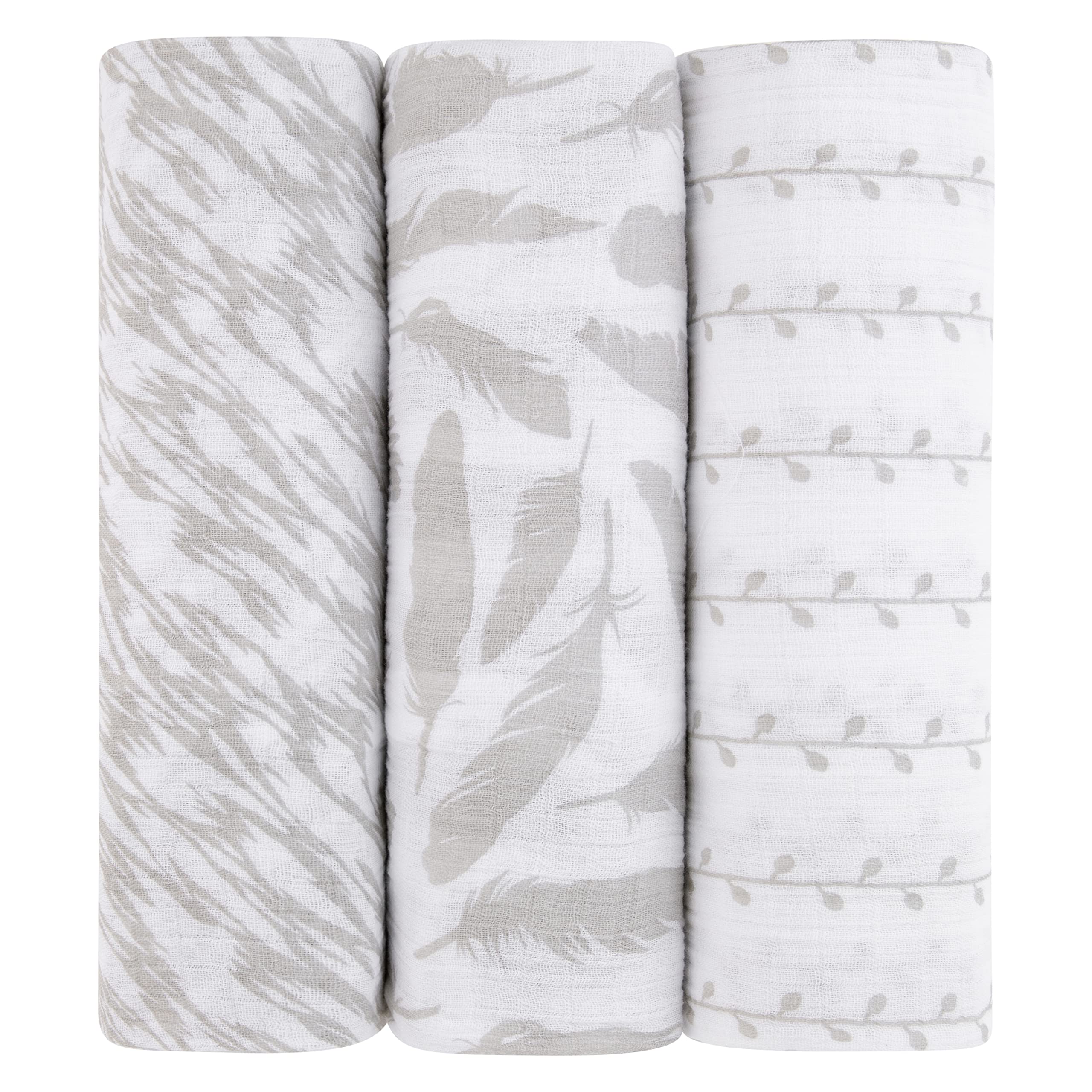 Ely's & Co muslin swaddle close-up highlights breathable cotton weave for baby comfort.