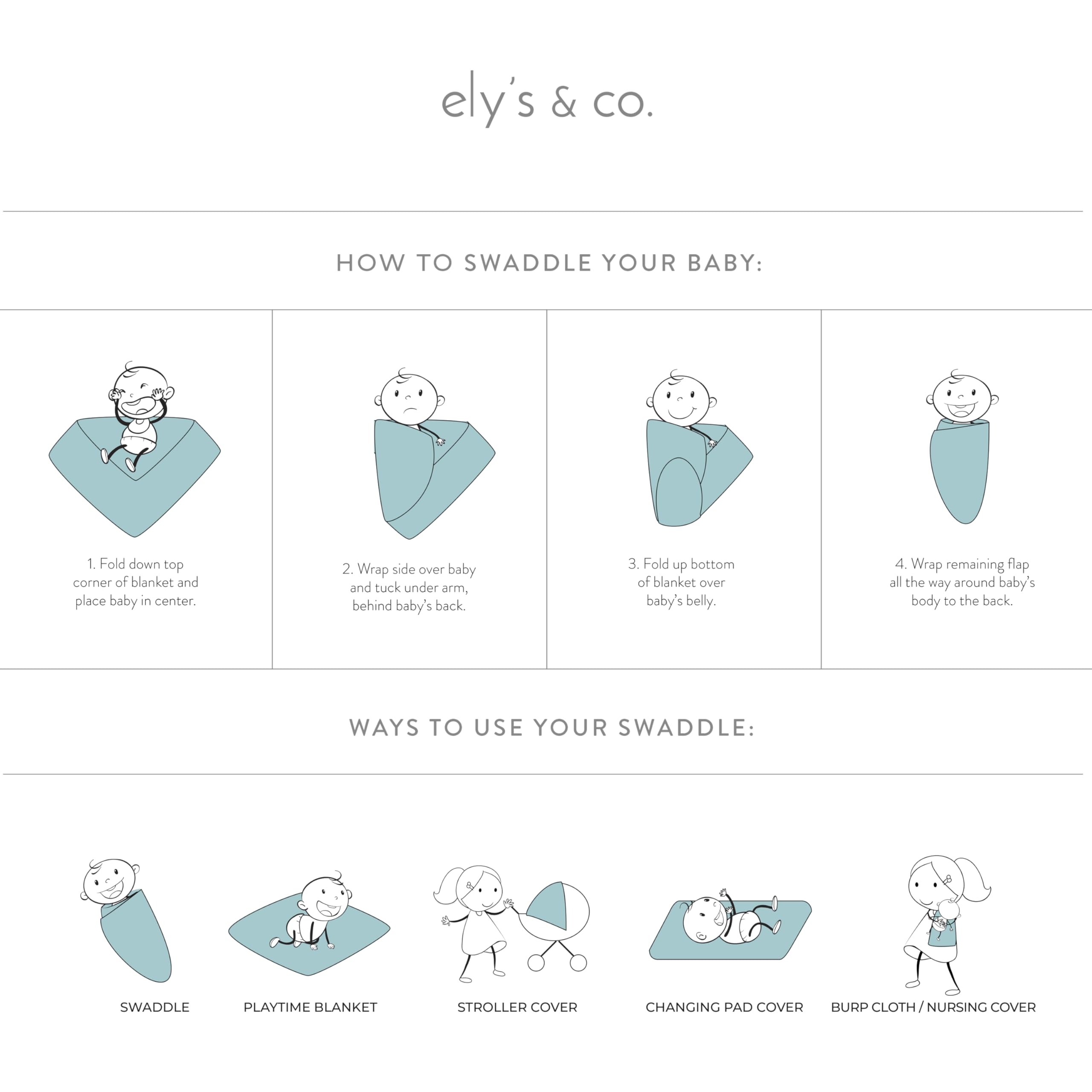 Ely's & Co sage bird swaddle nursery shot demonstrates versatile use as a play blanket.