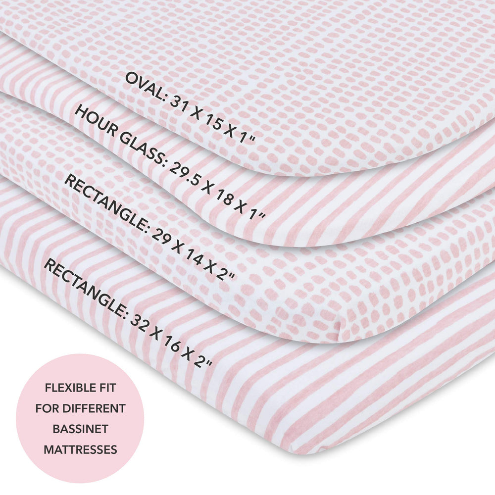 Two-pack mauve-pink splash and stripe design highlights decorative options