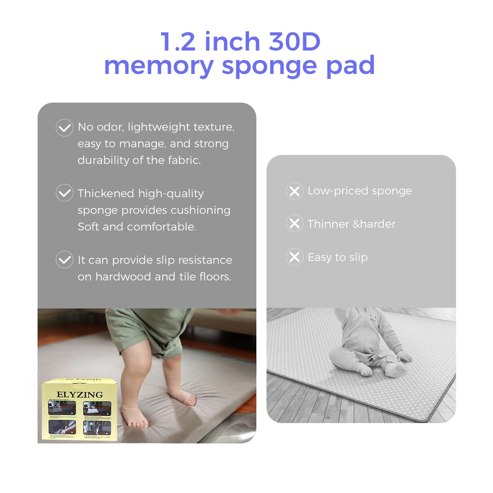 ELYZING 50x50 foam mat reinforced edges resist curling for stable baby playtime