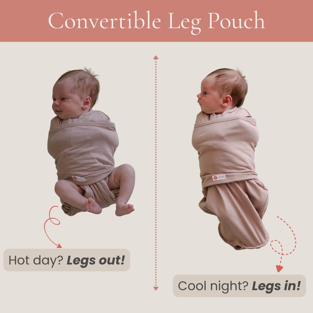 embé baby swaddle with hook and loop fastener enables quick diaper changes.