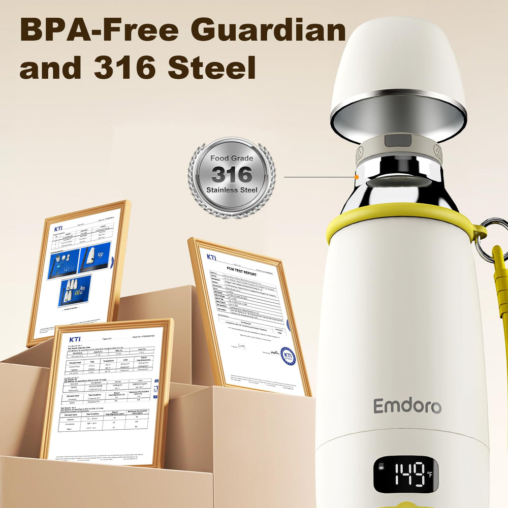 Emdoro bottle warmer-led-display image showing clear temperature and battery status at a glance