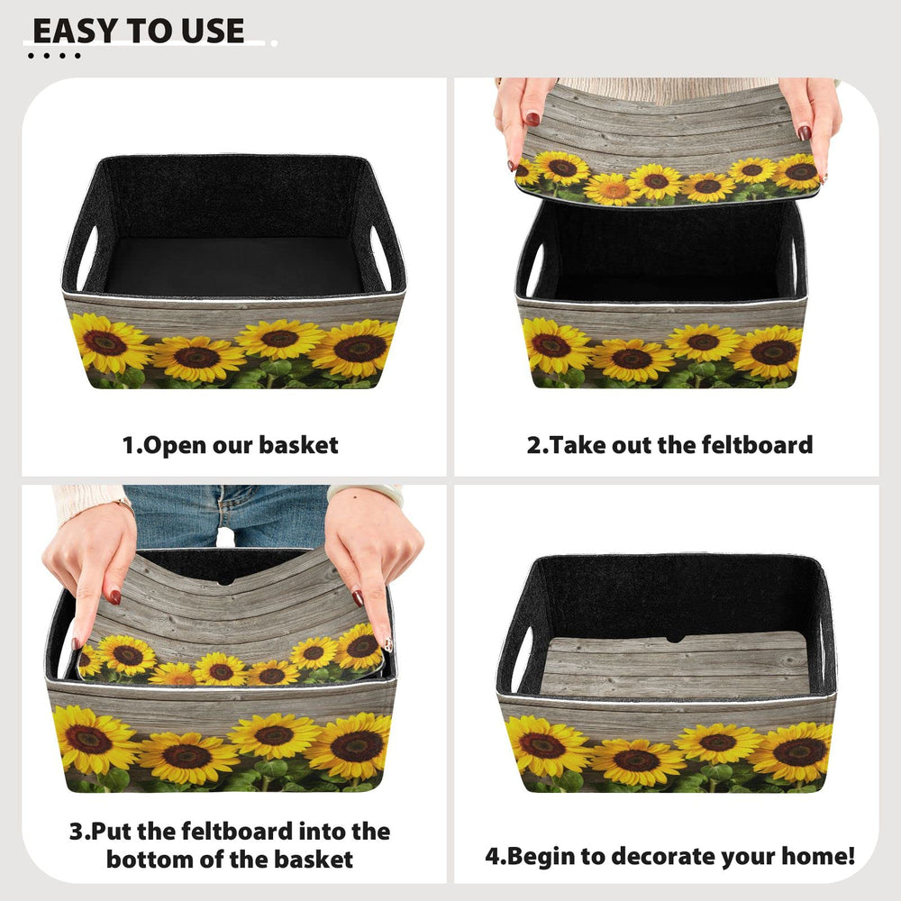 Emelivor Fall Sunflowers bins open-fold for quick organization