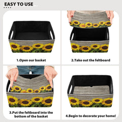 Emelivor Fall Sunflowers bins open-fold for quick organization