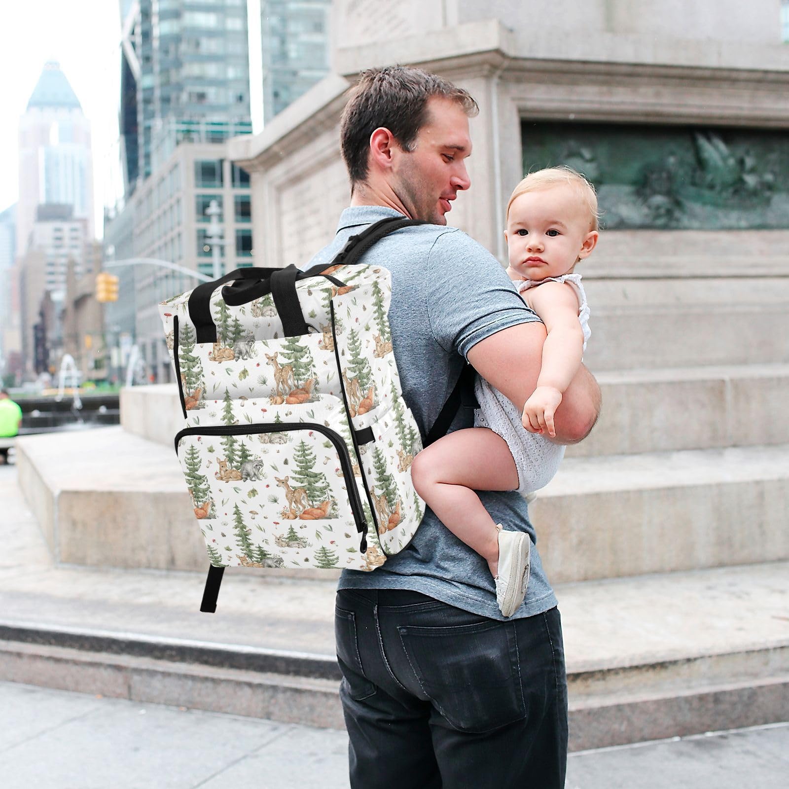 Emelivor Forest Animals Diaper Bag daily use in travel and shopping scenarios