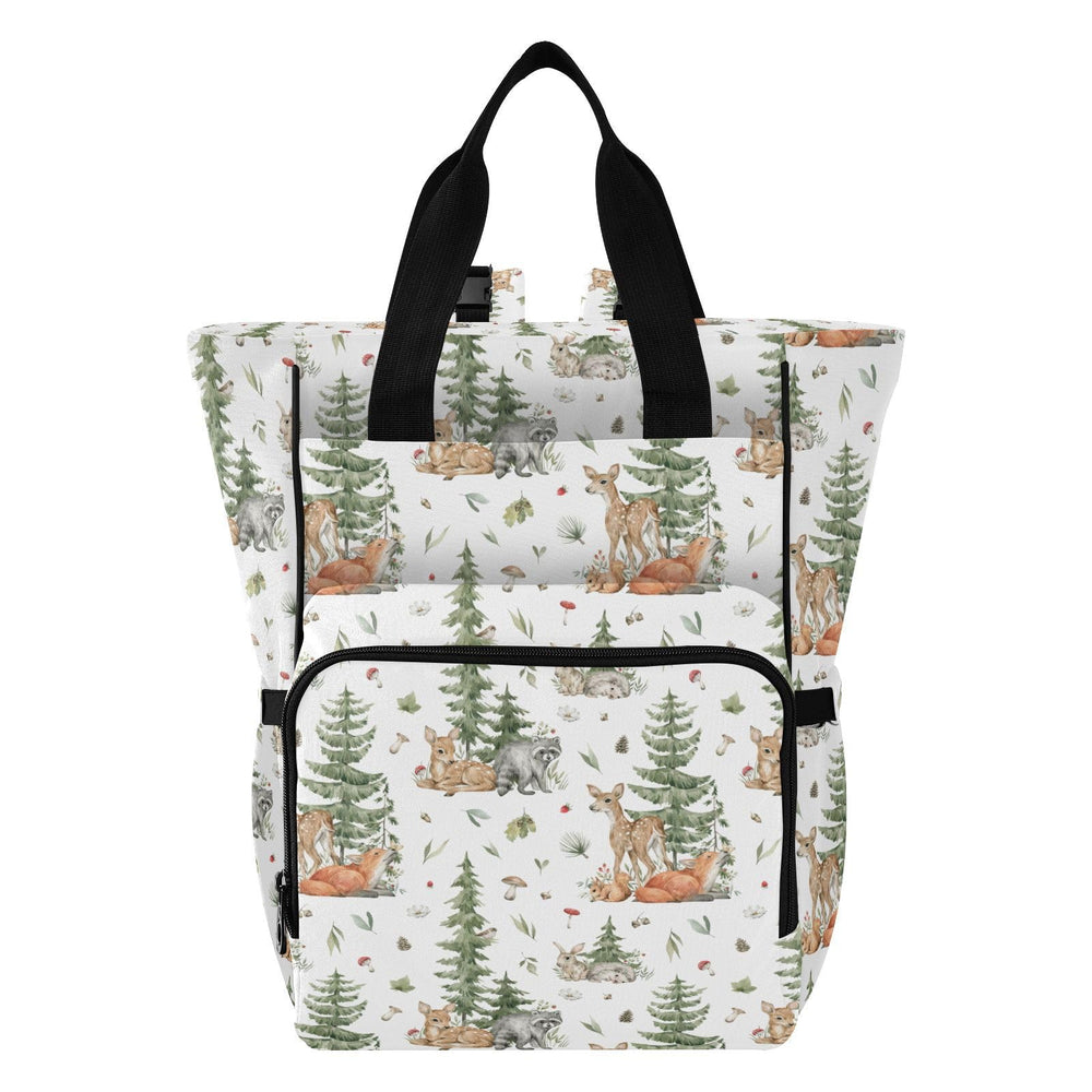 Emelivor Forest Animals Diaper Bag Backpack front view showing overall size and design