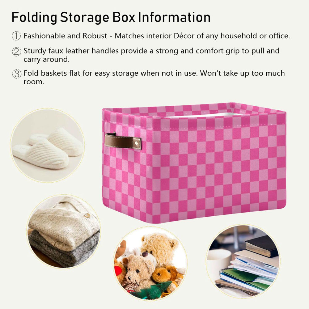 Emelivor pink checkered storage bin made of durable polyester for long-lasting use.