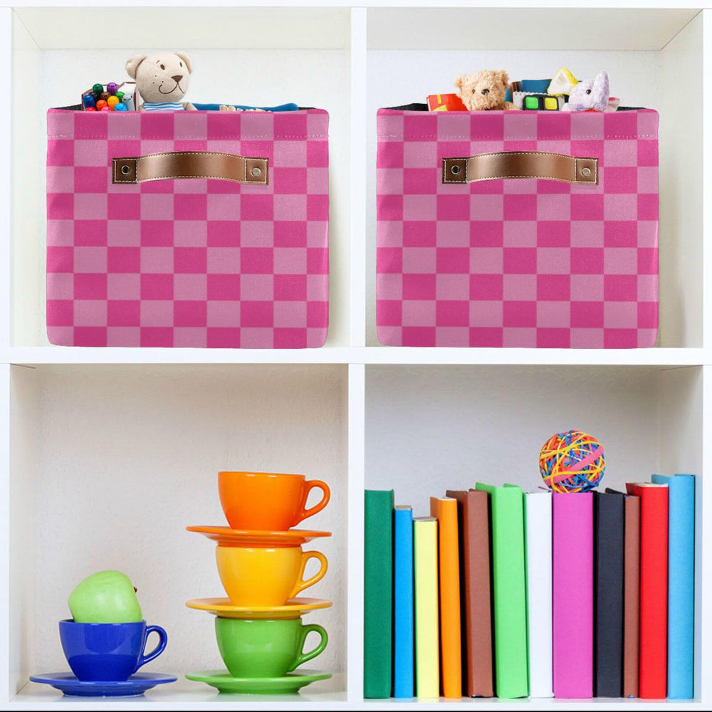 Emelivor pink checkered storage bin decor that enhances any nursery or living space.