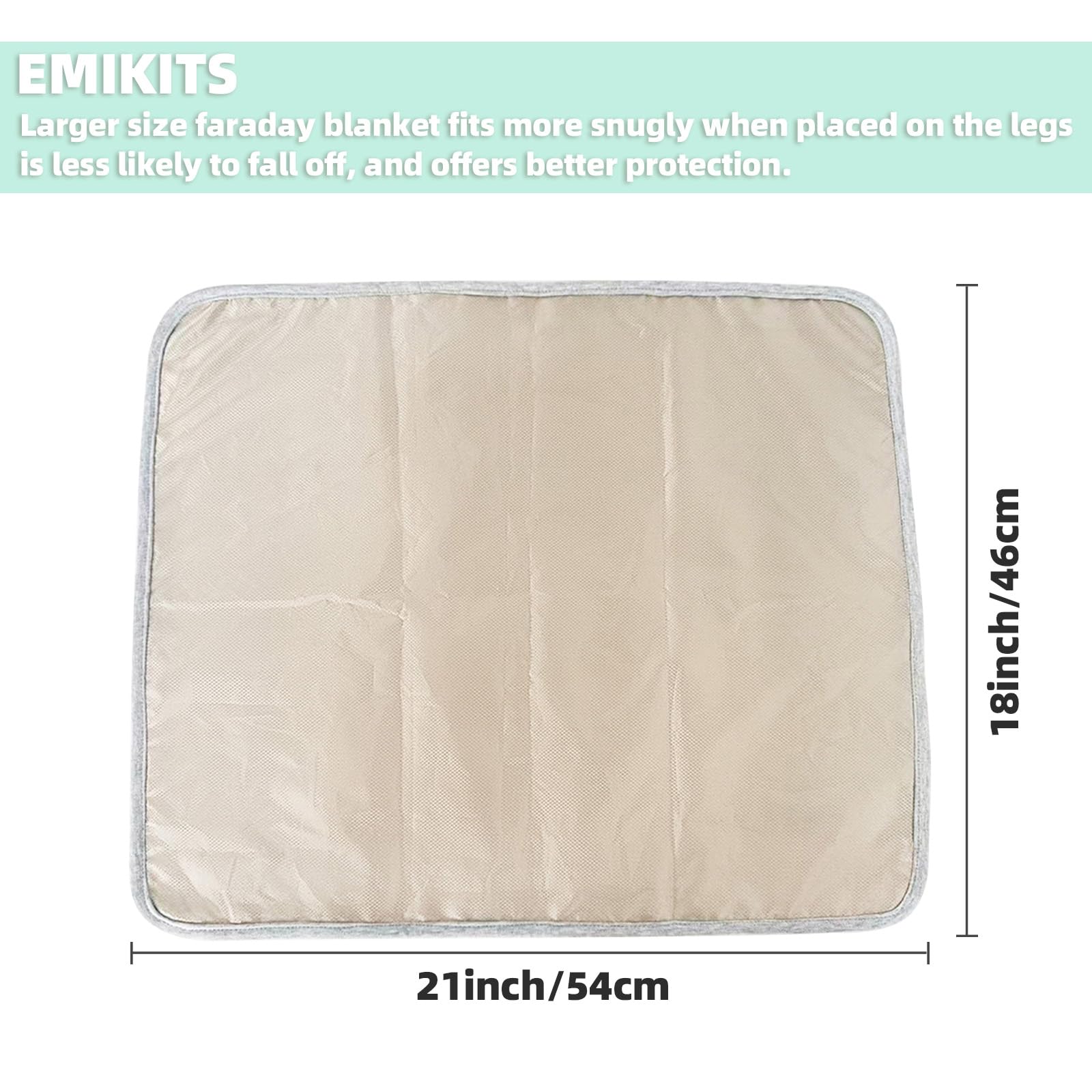 EMIKITS Faraday Blanket draped over lap with soft cotton outer for comfortable shielding