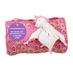 Emily Rose pink toddler nap mat rollup, portable nap solution for daycare travel.