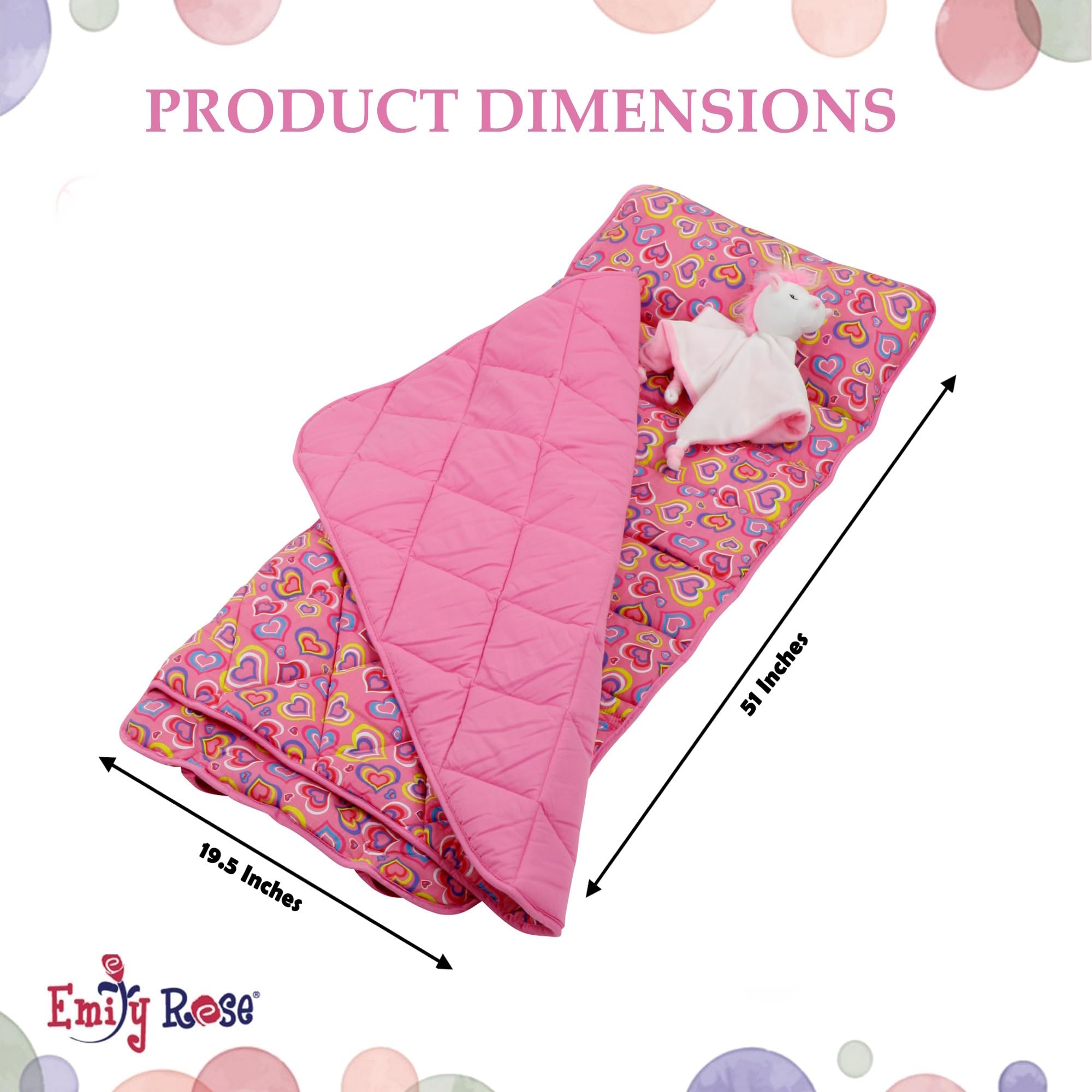 Emily Rose unicorn lovey included for soothing comfort during rest.