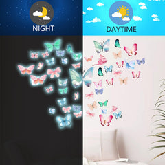 EMPCYDIA glow butterfly wall decals brighten living rooms or nurseries after dusk.