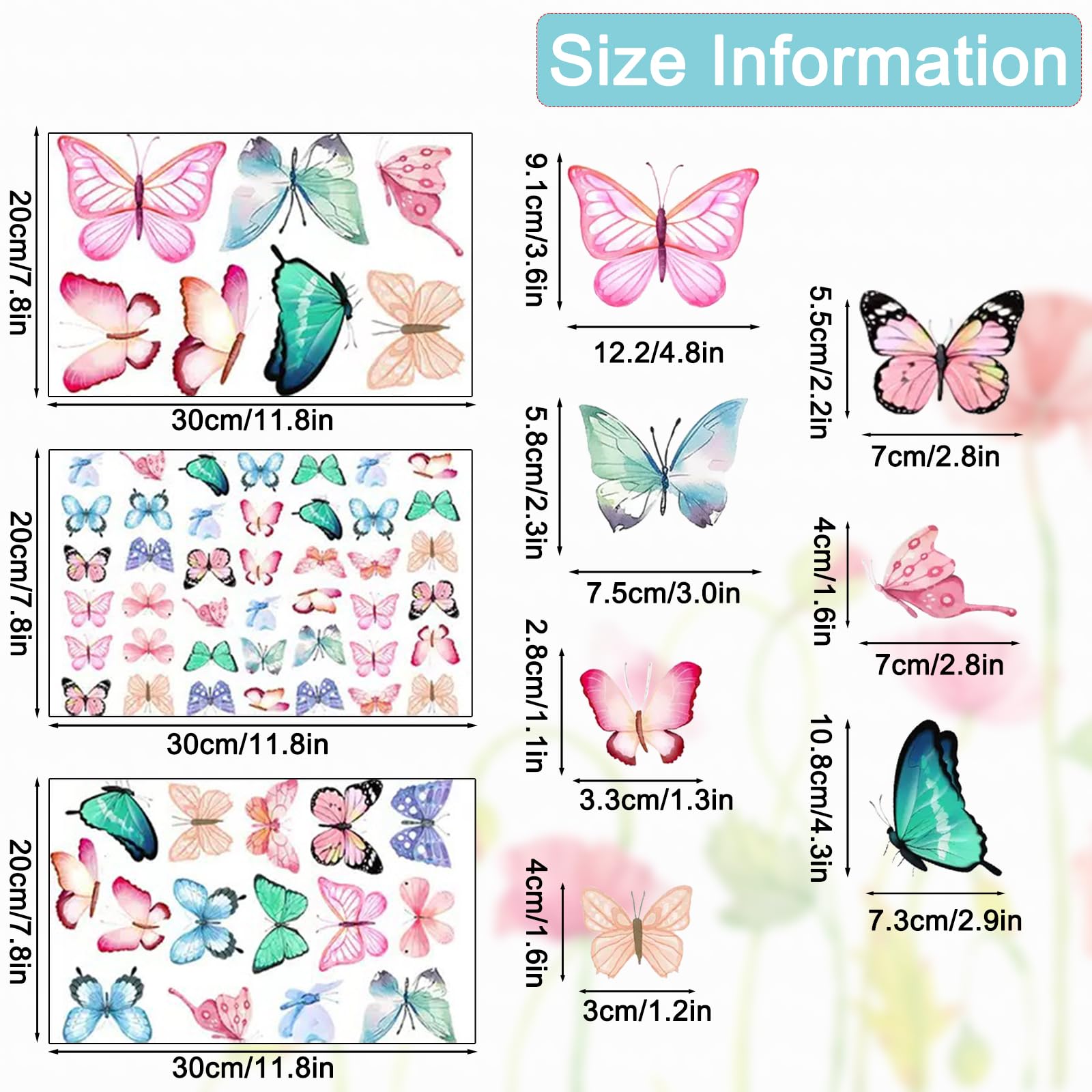 EMPCYDIA colorful butterfly stickers are self-adhesive and easy to reposition.