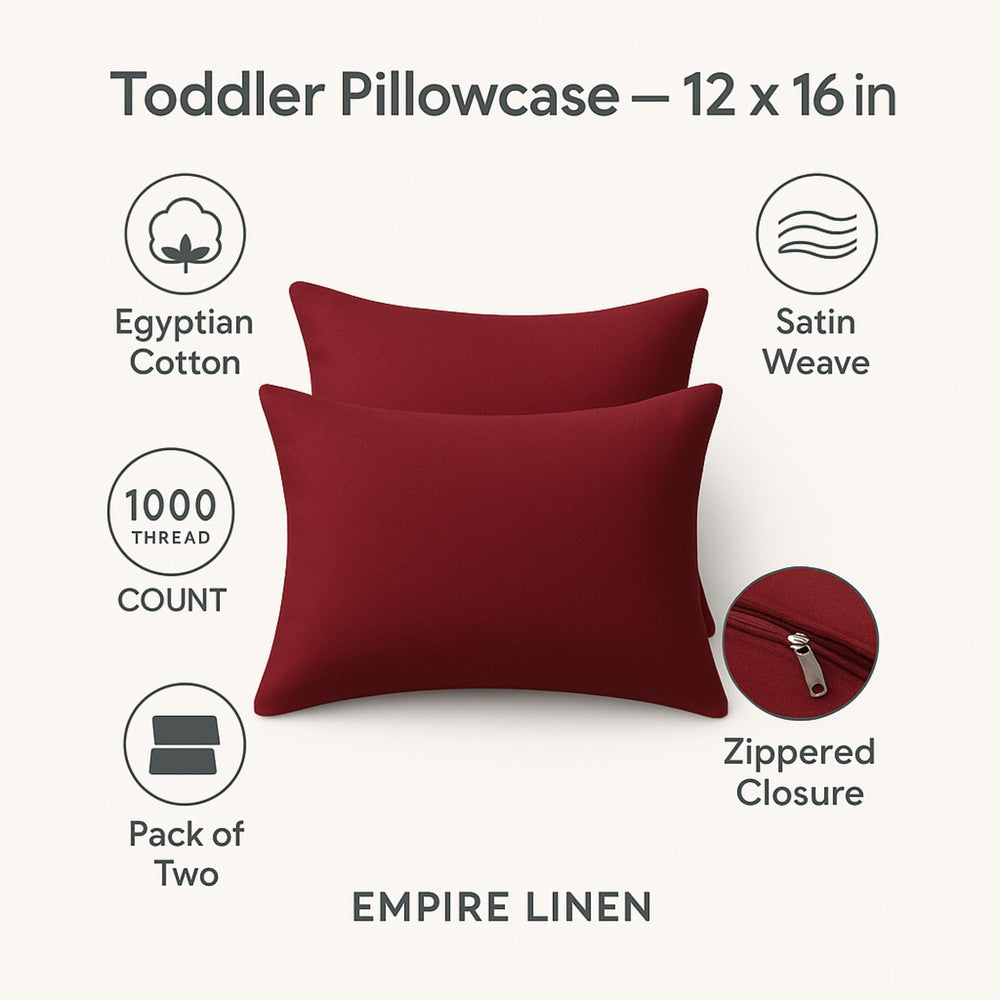 Empire Linens Toddler Pillowcase burgundy color adds versatile nursery styling.