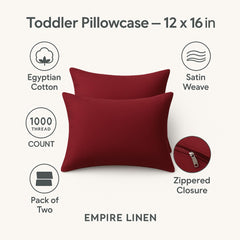 Empire Linens Toddler Pillowcase burgundy color adds versatile nursery styling.