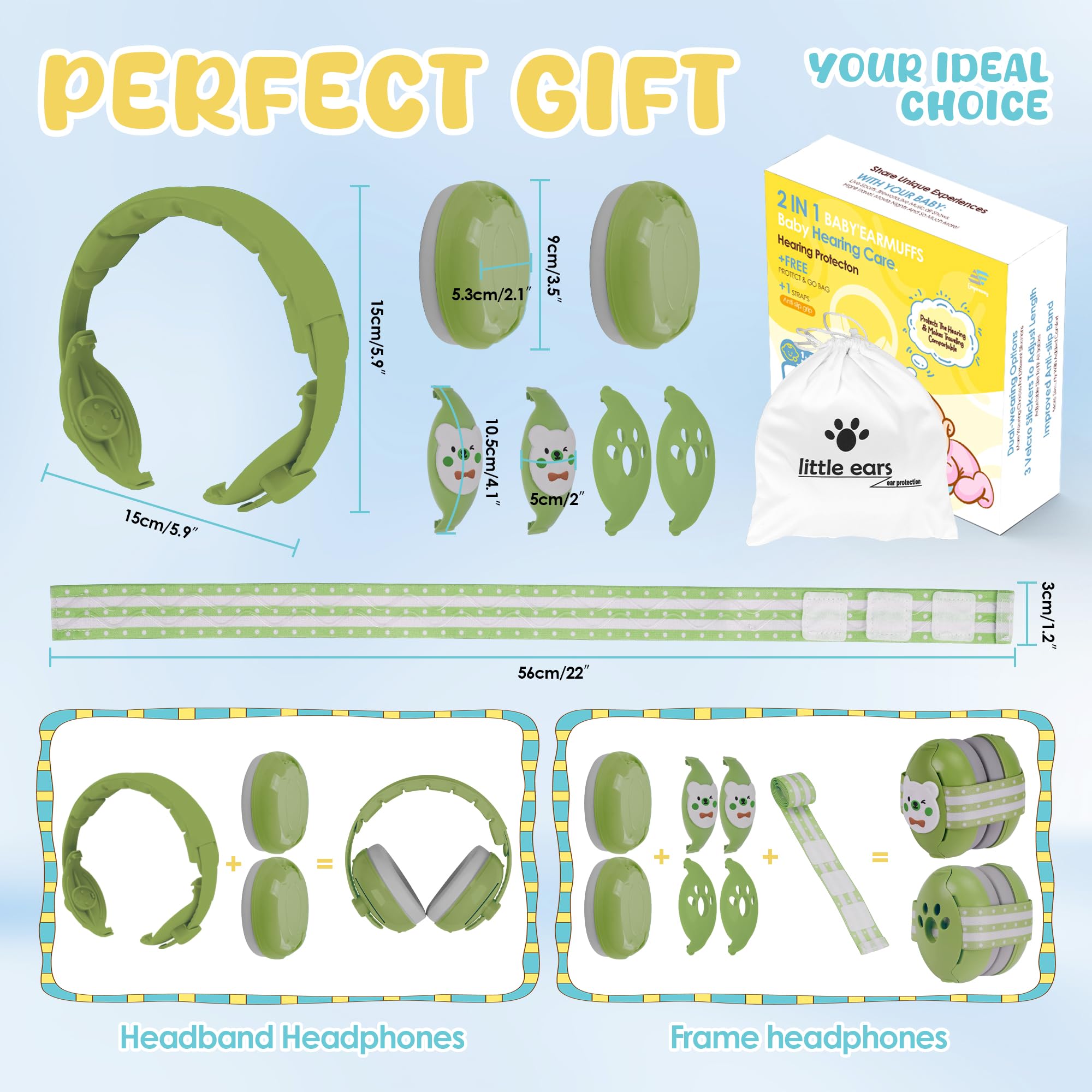 Empireway travel-friendly ear muffs fit in a diaper bag on the go.