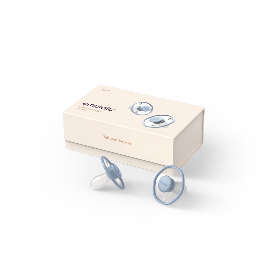 Emulait baby pacifier nipple-texture closeup showcases authentic feel for calm soothing.