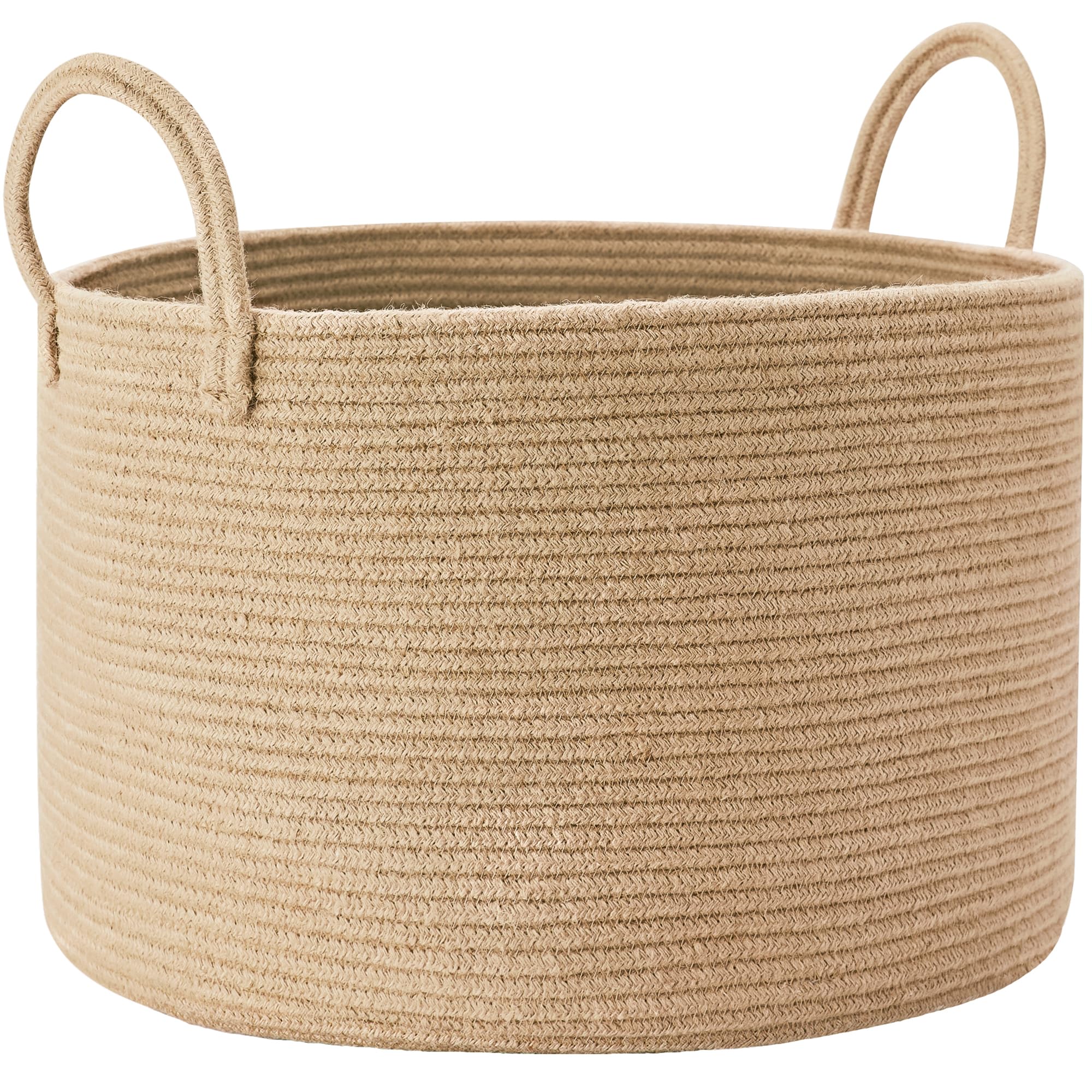 ENAORGAN 70L blanket basket in living room demonstrates natural storage and decor.
