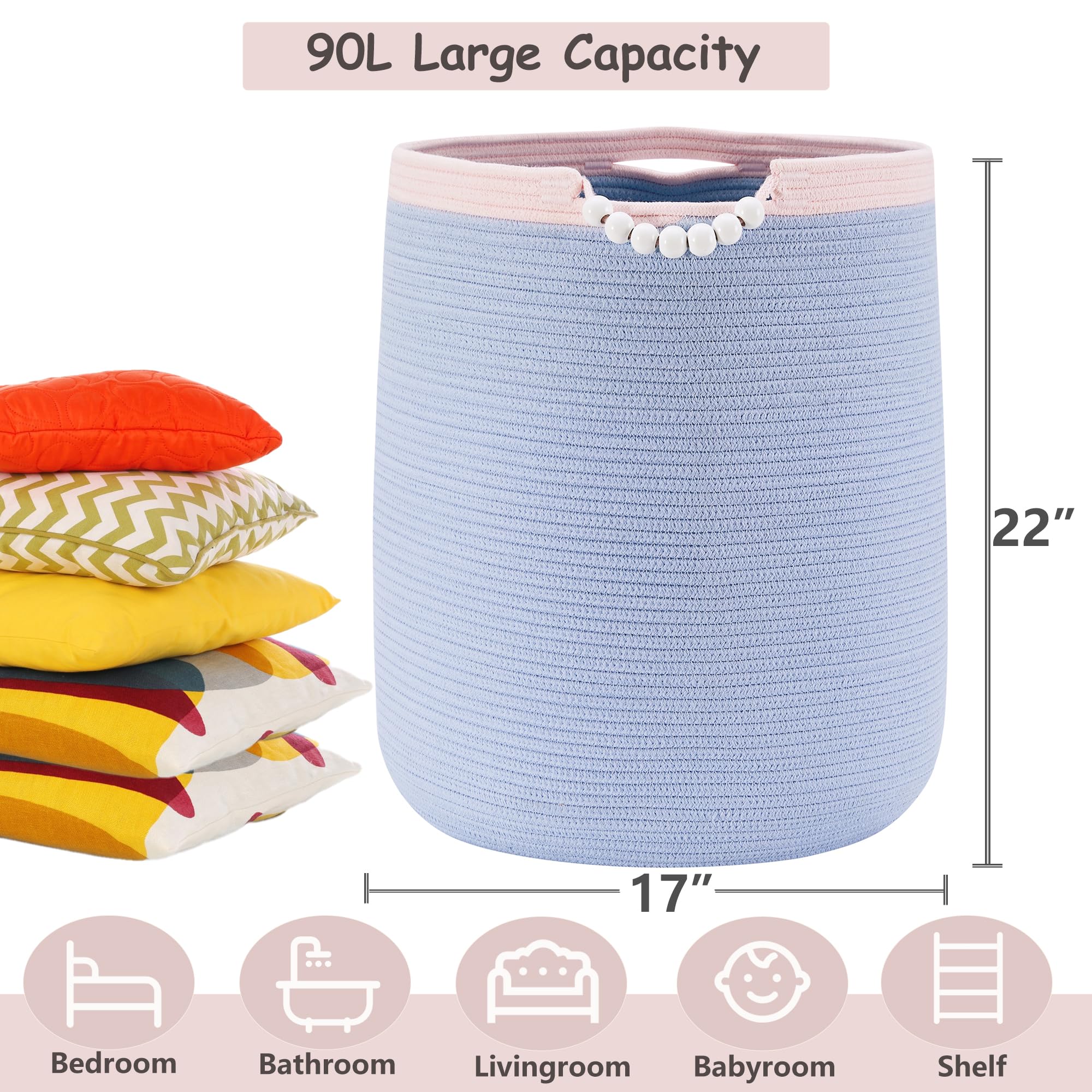 ENAORGAN 90L capacity demonstrated for blankets or extra laundry in living spaces.