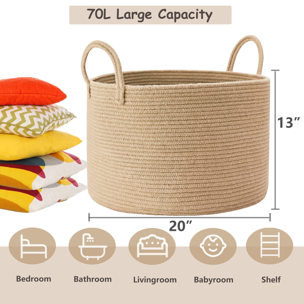 ENAORGAN blanket basket handles demonstrate easy transport between rooms.
