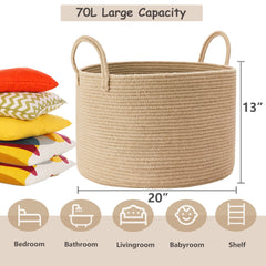 ENAORGAN blanket basket handles demonstrate easy transport between rooms.