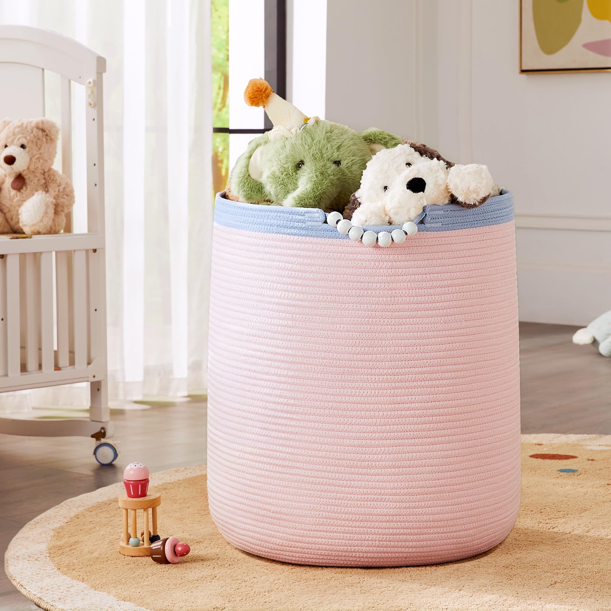 ENAORGAN boho nursery decor pink hamper complements modern girl’s room