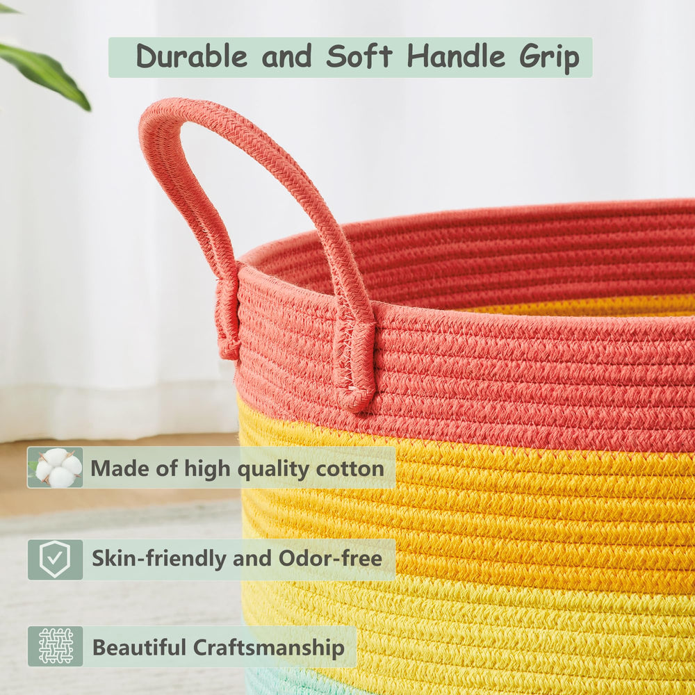 enaorgan cotton rope basket closeup highlights durable soft texture for safe baby-friendly use