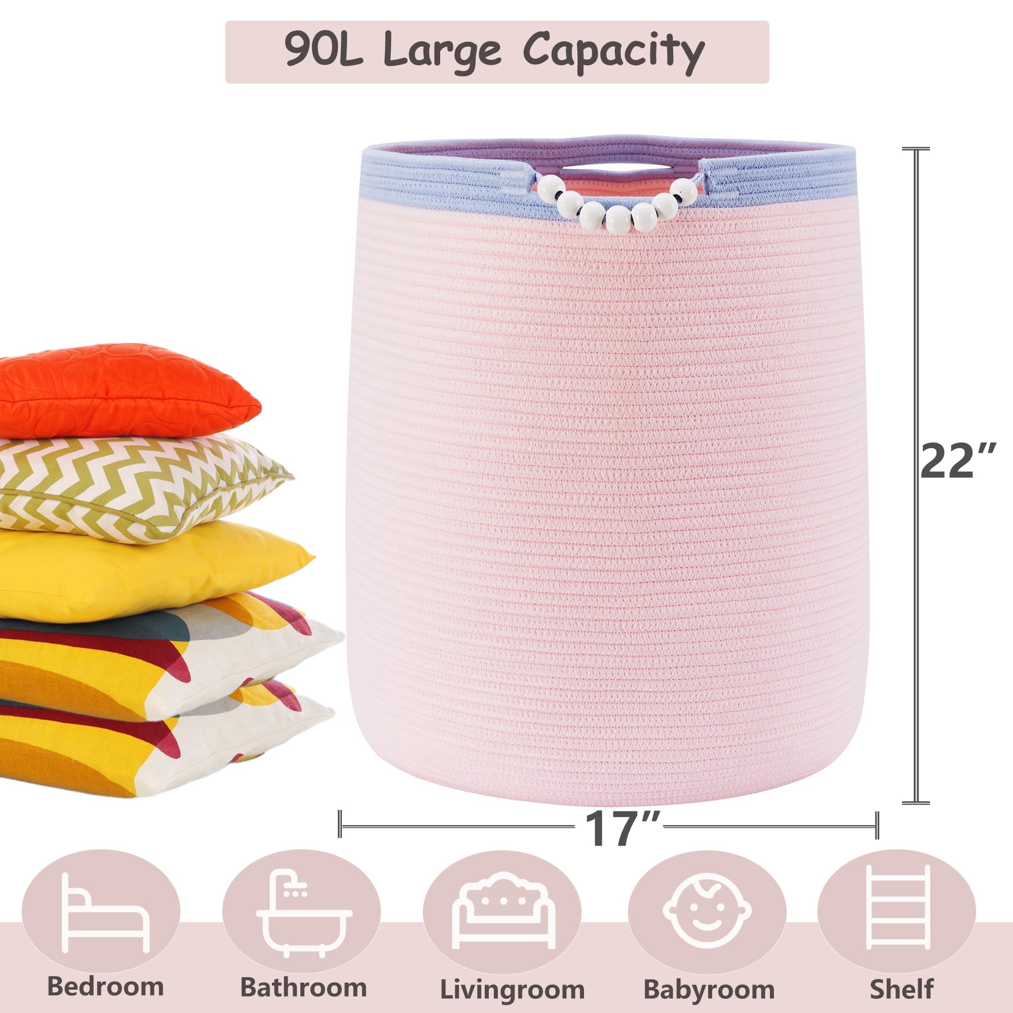 ENAORGAN pink cotton rope texture close-up highlighting durable safe storage