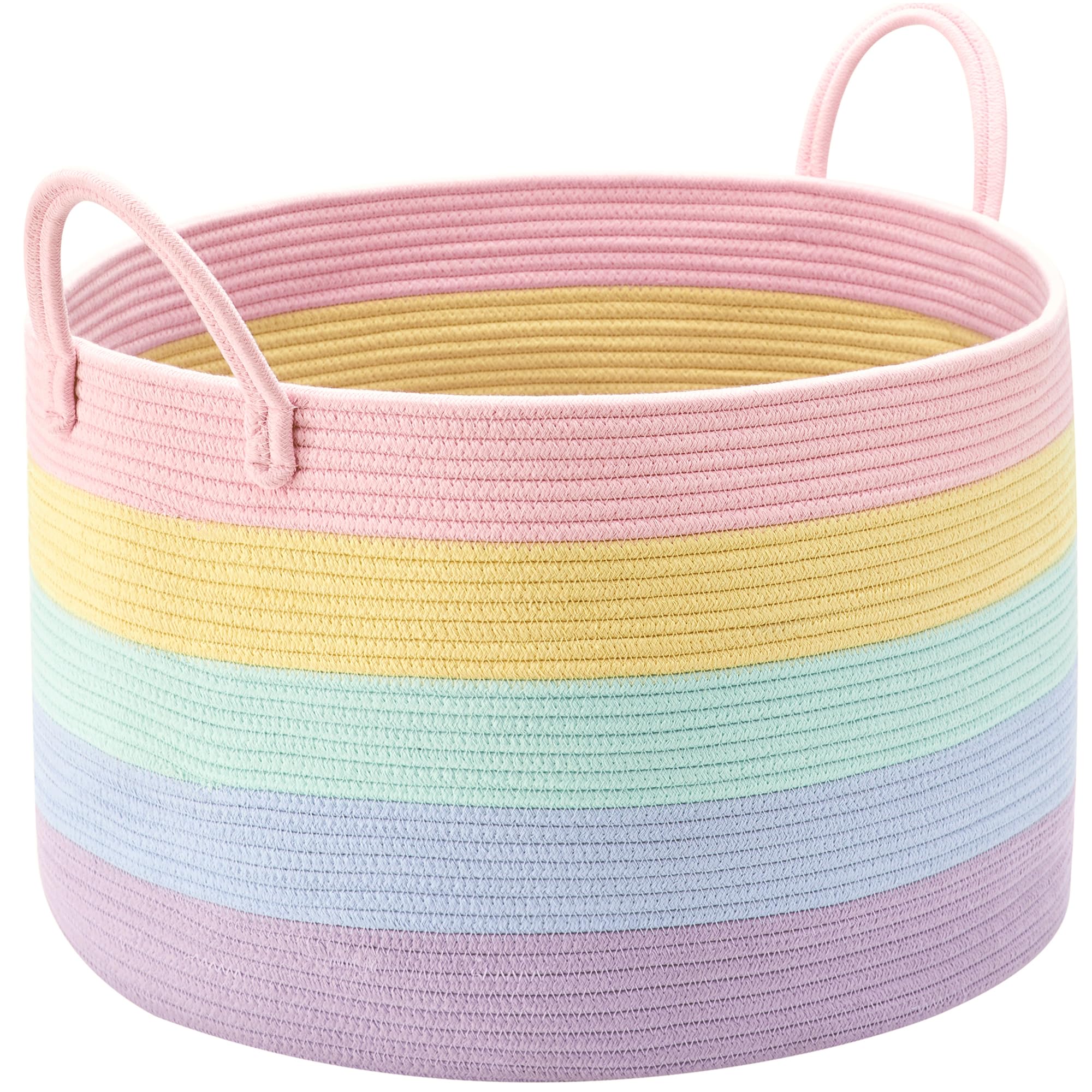 ENAORGAN rainbow storage basket full size for blankets and toys.