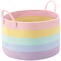 ENAORGAN rainbow storage basket full size for blankets and toys.