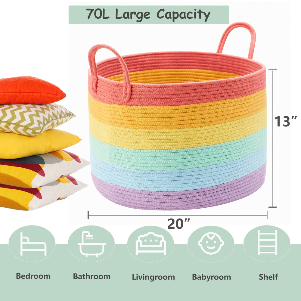 enaorgan rainbow basket handles enable effortless moving between rooms and play areas
