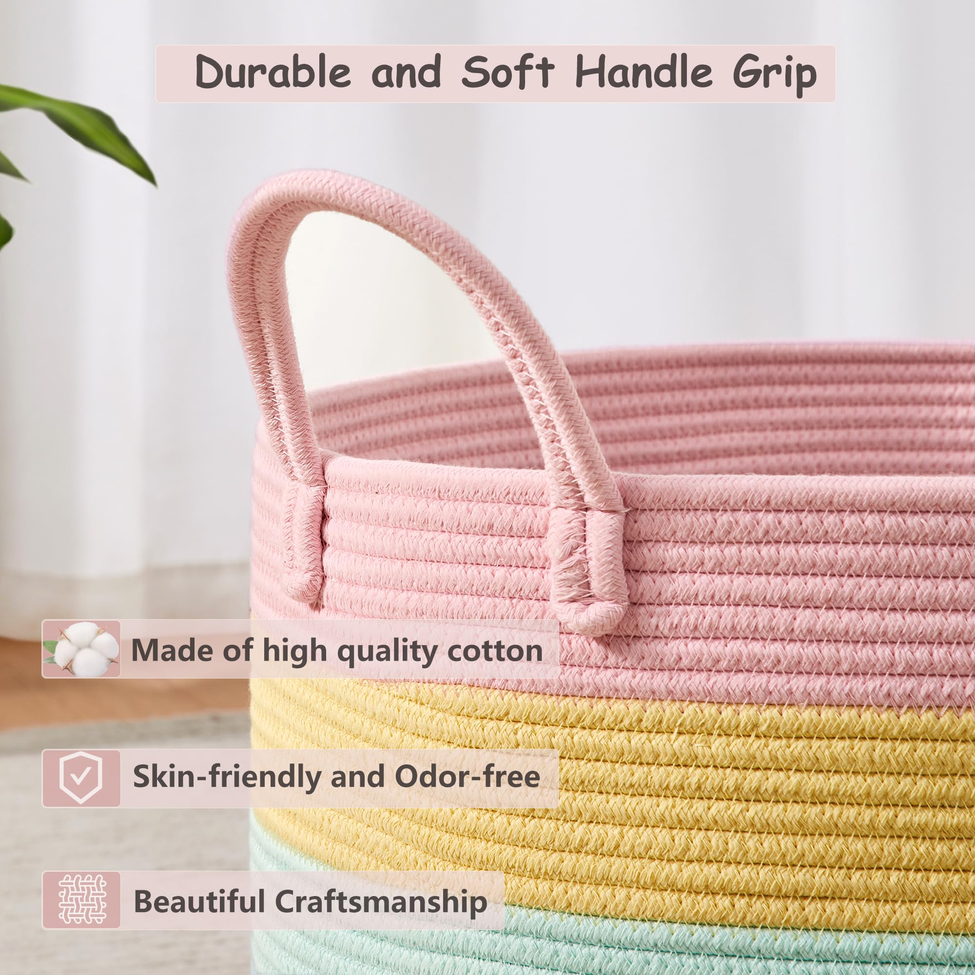 ENAORGAN rainbow basket with handles for easy transport.