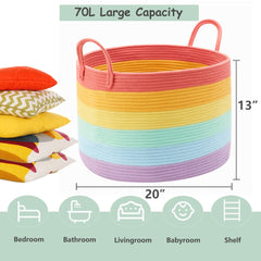 enaorgan rainbow basket handles enable effortless moving between rooms and play areas