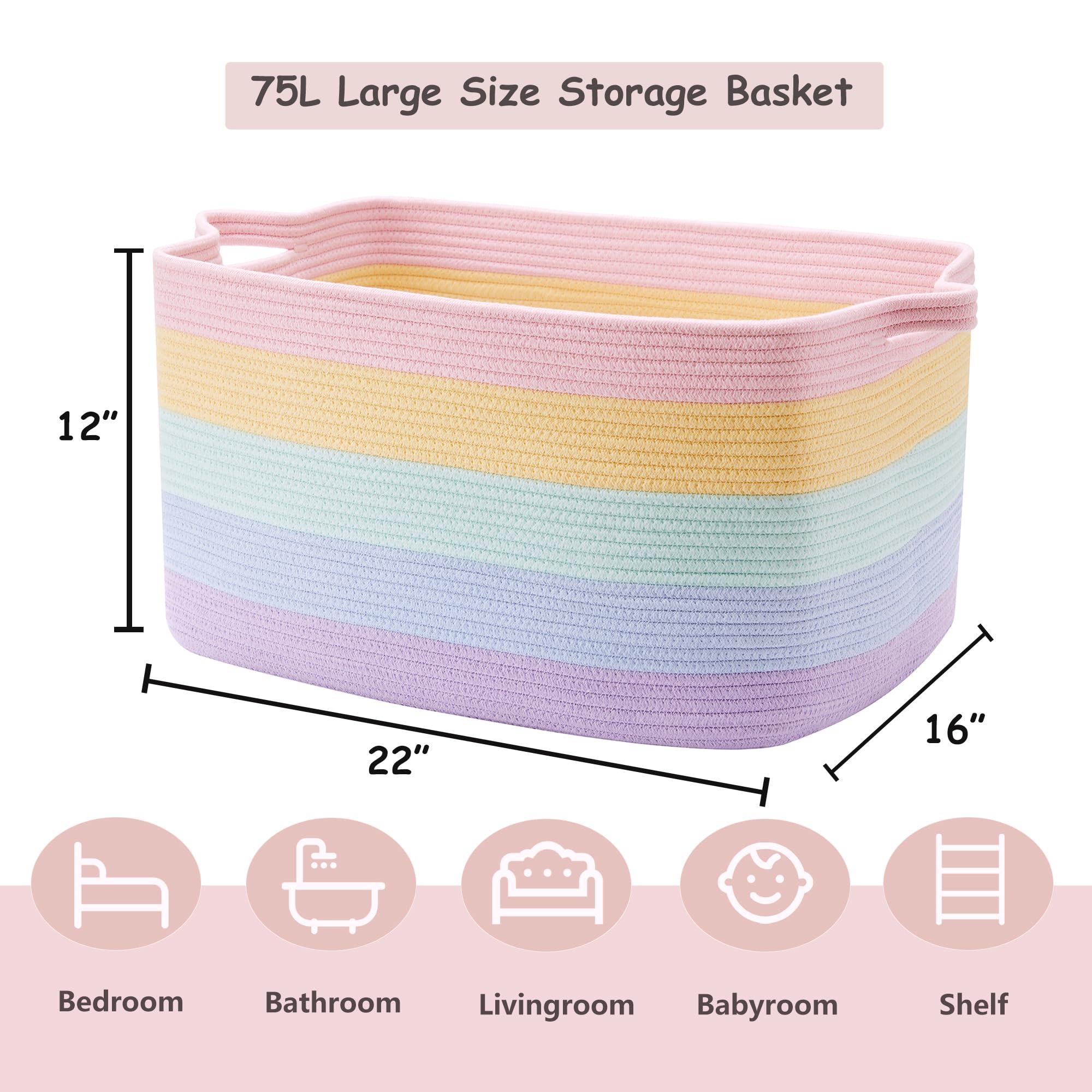 ENAORGAN rainbow rope basket folded for storage demonstrates easy reshaping and maintenance
